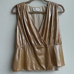 Rachel Antonoff Gold Shimmer Lurex Wrap Drape Feminine Party Blouse Size Medium